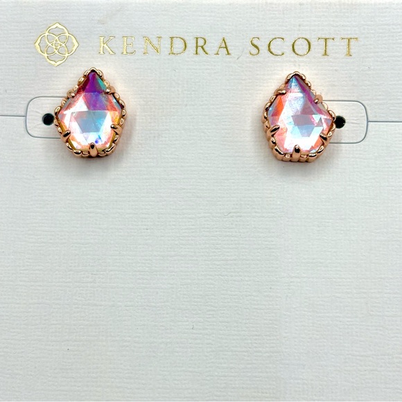 Kendra Scott Tessa Dichroic Glass Rose Gold Stud Earrings - Picture 8 of 8